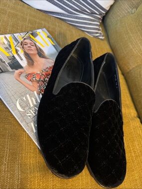 Massimo Matteo Black Quilted Velvet Slip-On Loafers